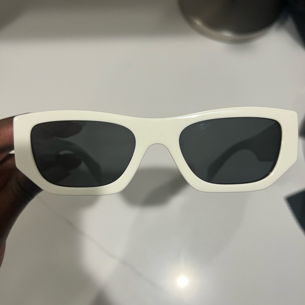 White Rectangular Sunglasses - image 3